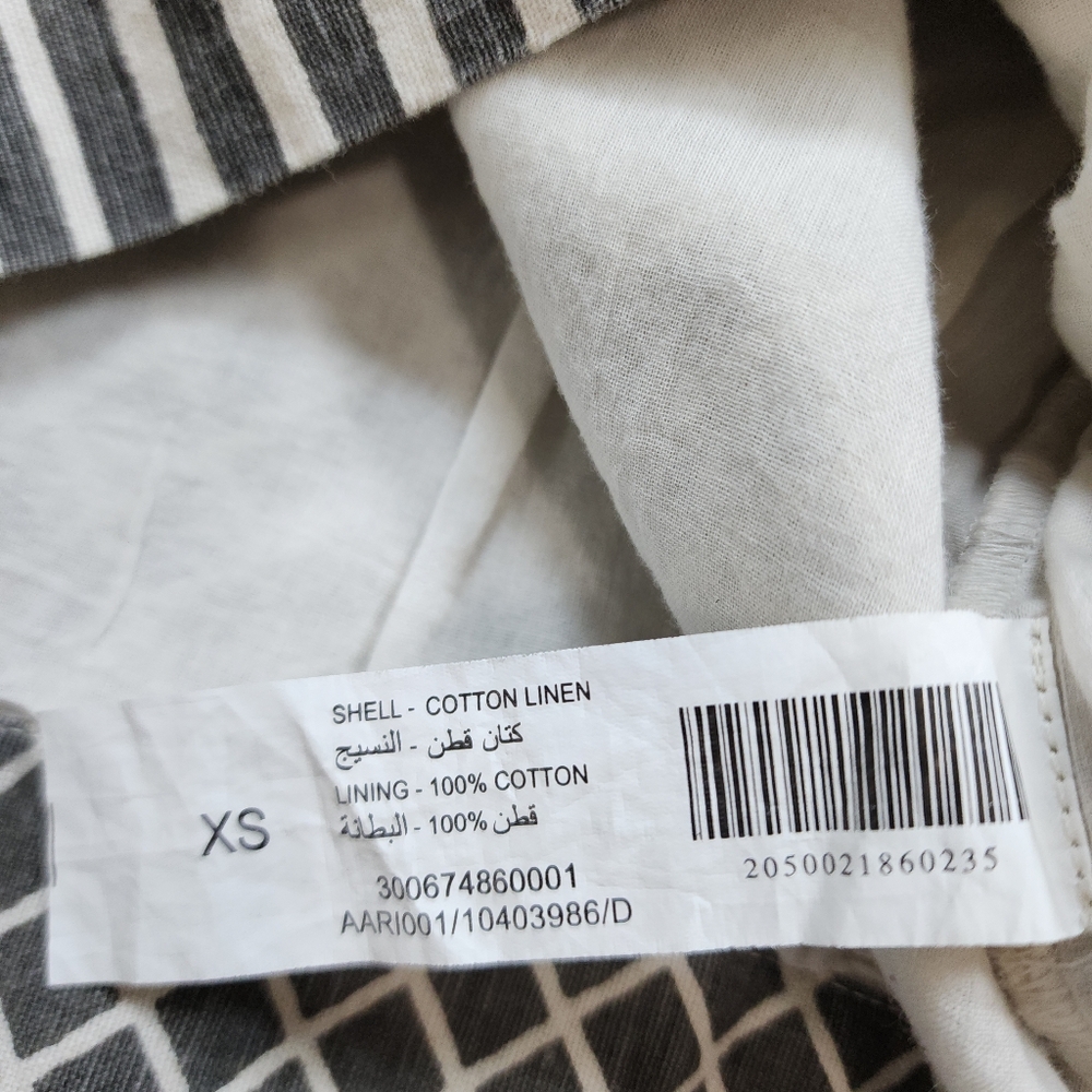Bombay Grey Striped Patch Front Pockets Linen Mini Dress Size XS - Picture 12 of 14